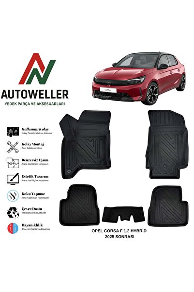 AutoWeller Opel Corsa F 2025 Sonrası Havuzlu Oto Hybrid 1.2 Havuzlu 3D TPE Ot...
