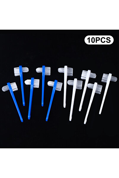 Choice blue and white NEW 10Pcs Denture Toothbrush Cleaning Brush Double Side...