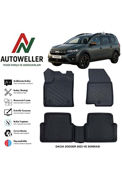 AutoWeller Dacia Jogger 2022 Sonrası Havuzlu Oto Havuzlu 3D TPE Oto Paspas Ta...