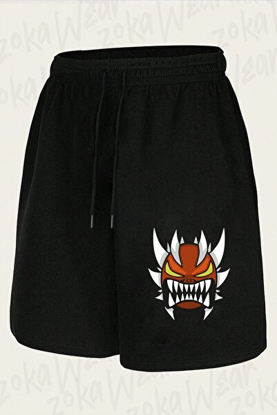 ZOKAWEAR Unisex Geometry Dash, Demon Face, Game, Game Design Printed Shorts