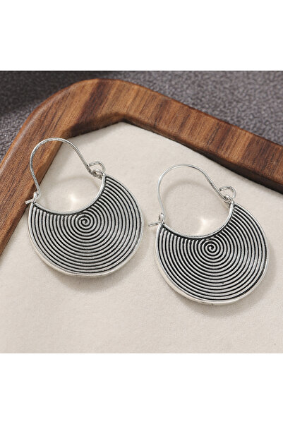 Choice Silver A106 Bohemian Style Vintage Spiral Pattern Silvery Disc Pendant...