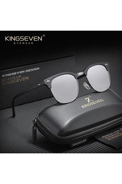 Choice نظارات شمسية كلاسيكية نصف إطارية من KINGSEVEN بتصميم عصري وعدسات مستقط...