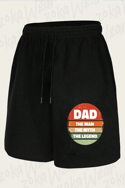 ZOKAWEAR Unisex Σορτς με στάμπα Dad The Legend Babam Efsane Design