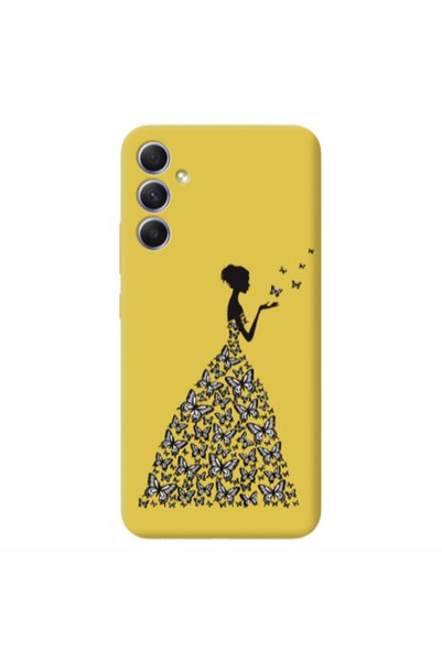 Other Samsung A34 Butterfly Girl Yellow Colored Silicone TPU Θήκη