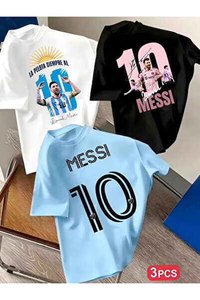 STİL-X YENİZ SEZON MESSI BASKILI 3' LÜ TAKIM ERKEK ÇOCUK TSHIRT, %100 PAMUK S...