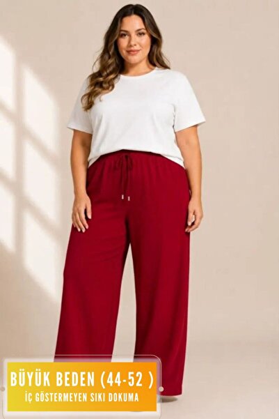 VELİZADE Women's Plus Size Comfort Model Elastic Waist Lycra Wrinkled Flexibl...