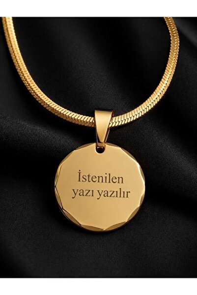 Satürn Silver Kuyumculuk Yassı İtalyan Zincirli Gold Çelik Bileklik