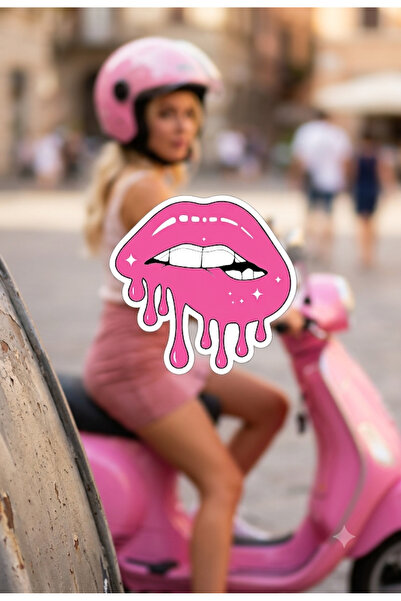 Yalıgraf Reklam Tabela Lip Biting Fluid Helmet Sticker - Lip Gloss Car Motorc...