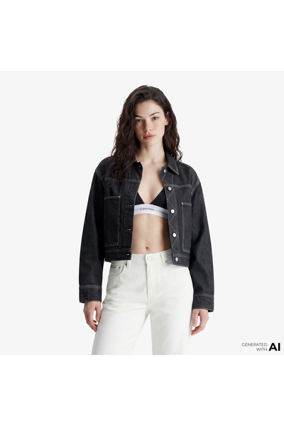 Calvin Klein The Wide Leg Raw Kadın Beyaz Jean