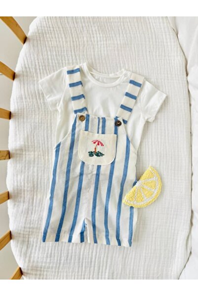NUNU BABY Beach Çizgili Salopet Takım