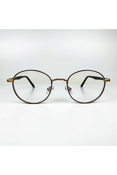 Mavi Işık Filtreli Gözlük – Vintage 2000'ler Retro - Yuvarlak Gold Metal Çerçeve