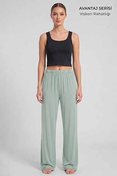 Aytuğ&Mısırlı Egyptian Women's Viscose Bottom Pajamas Water Green