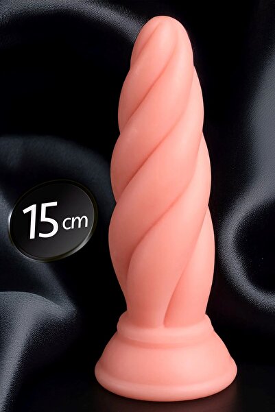 Sensvia Spiral Tasarımlı Anal Plug 15 Cm Vantuzlu Büyük Boy Anal Yapay Penis Dildo Yumuşak Dokulu Kalın Anal Genişletici