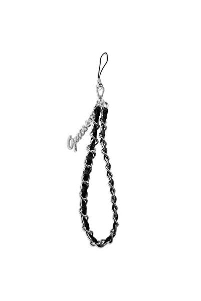 Guess Breloc metalic cu logo pentru curea de telefon, Negru