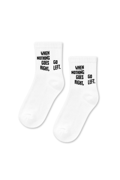 CARNAVAL SOCKS When Nothing Goes Right Go Left Written White Half-Toe Short S...