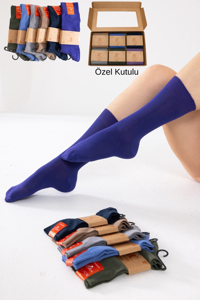 burçak çorap Women's Seamless Socks 6-Piece Boxed Set Cotton Daily Flexible C...