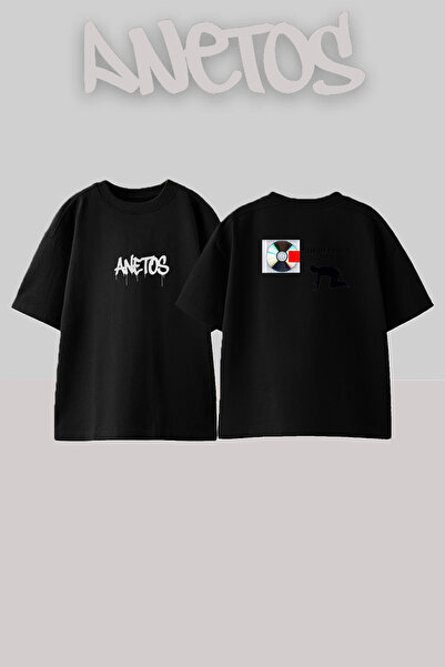Anetos Kanye West Yeezus_4 Design Printed Oversize Black T-Shirt