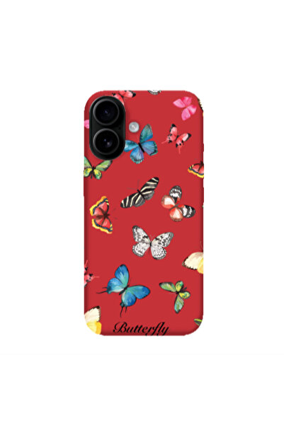 Other Apple Iphone 16 plus Butterfly Mix Red Colored Silicone TPU Θήκη