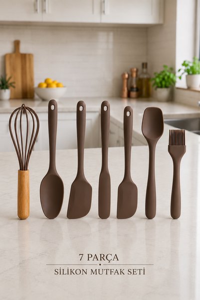 iselahome Arel Silikon Mutfak Seti 6 Parça Isıya Dayanıklı Spatula Kaşık Fırç...