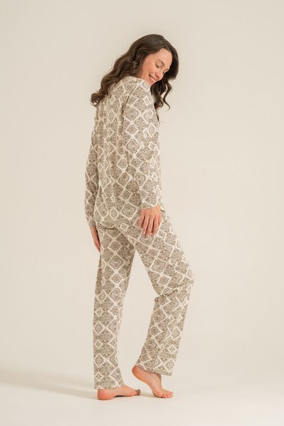 Pierre Cardin Set de pijamale pentru femei, cămașă crem cu model PC9276-S-V1
