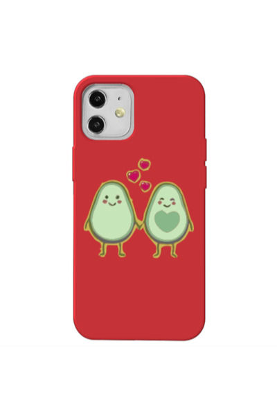 Other Apple iPhone 12 Avocados Red Colored Silicone TPU Θήκη
