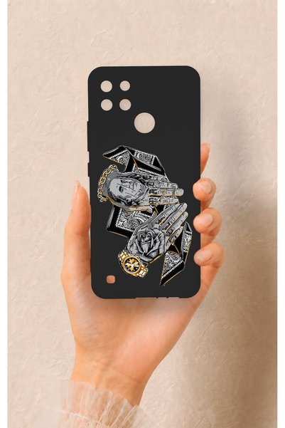 Vip Case حافظة سيليكون منقوشة مصنوعة يدويًا ومتوافقة مع هاتف Realme C21Y