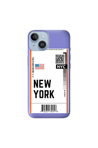 Other Apple iPhone 14 New York NYC Purple Colored Silicone TPU Θήκη