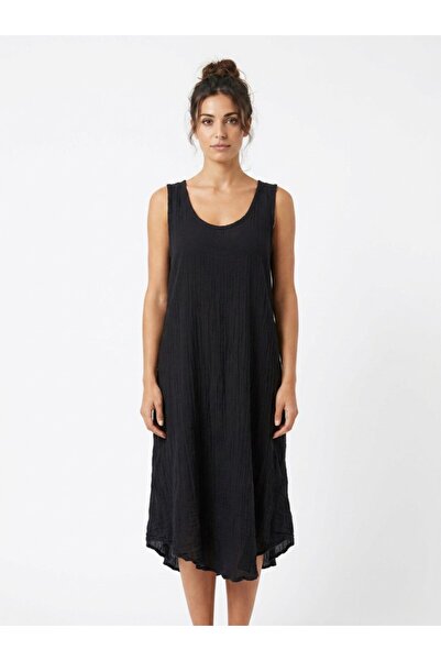 Mulberry Thick Straps Women's Muslin Loose Cut Sleeveless Midi Dress Comforta...