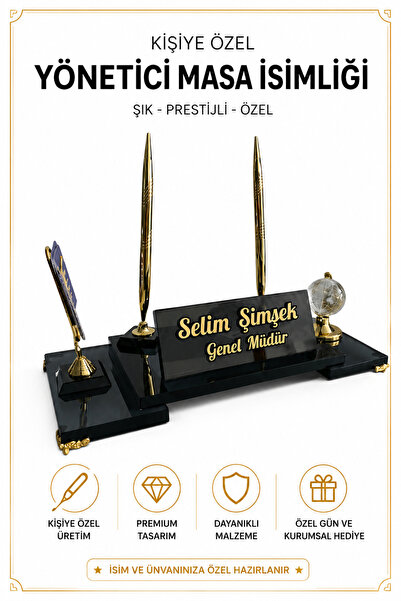 Idexya Good Things Kişiye Özel Masaüstü İsimlik Seti | Kristal Küreli VIP Ofi...