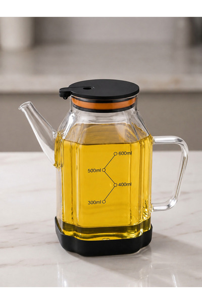 ASSA BAZAAR 600 ml Glass Oil Dispenser - Olive Oil, Vinegar, and Sauce Bottle...