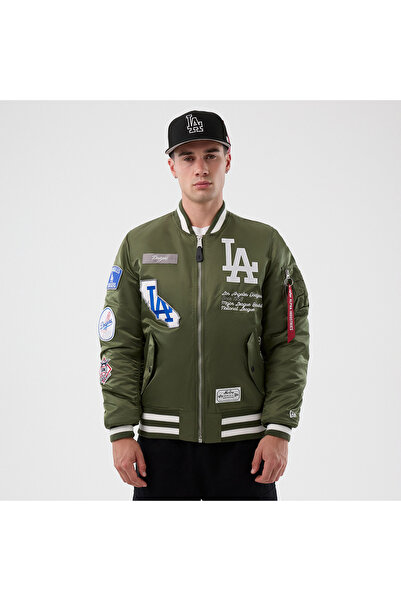 NEW ERA معطف أخضر للرجال من Alpha Industries x LA Dodgers MA-1 Bomber