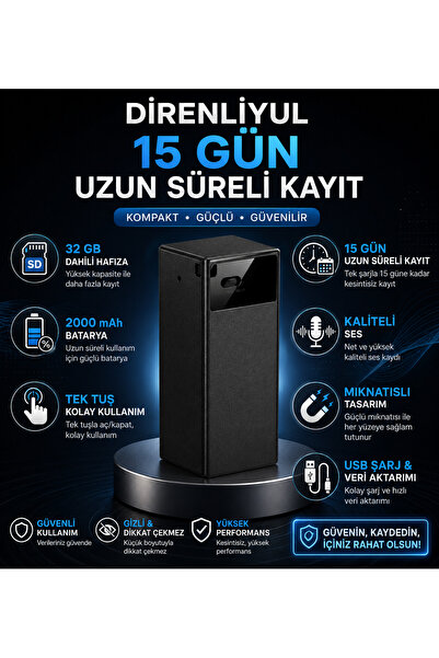 intermax Mıknatıslı Mini Ses Kayıt Cihazı 32GB ( 15 Gün Kayıt )