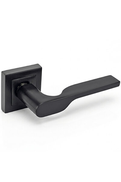 ALETÇANTAM Black Steel Door Handle with Square Badge - Single Right-Handed Ha...
