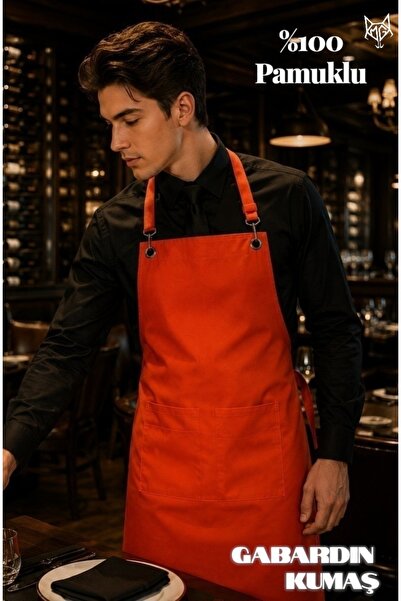 MUTLUGYM Gabardin Kumaş % 100 PAMUK Ayarlanabilir Askılı Garson – Barista – Ş...