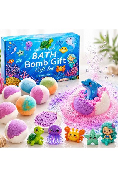 CASA JOY Bombe de baie, set de 12, Surprize marine, Efervescente, Parfumate, ...