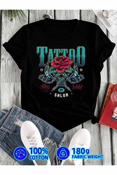 23 nisan Tattoo Rose Salon Offers Humorous Floral T-Shirts Women, Made from 1...