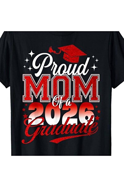 LİNA06 Men'S Graduation T-Shirt Proud Mom of 2026 Graduate with Cap Diploma D...