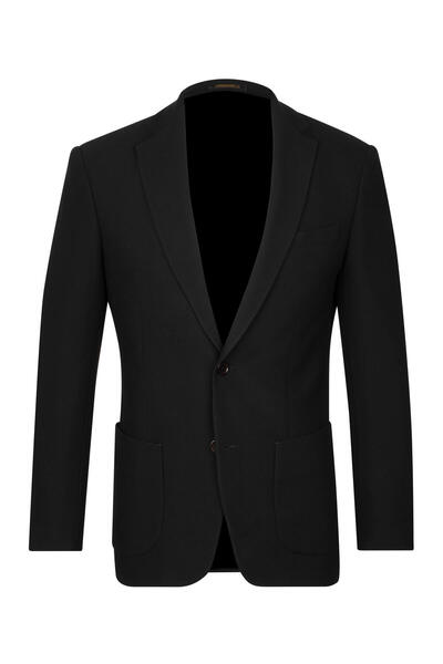 Hatemoğlu Siyah Slim Fit Mono Yaka Klasik Ceket