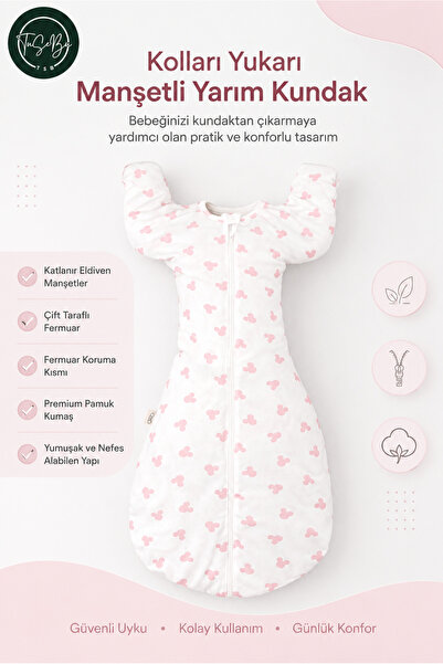 Tusebu Premium Cotton Half Swaddle Baby Sleeping Bag 4 Seasons with Zipper