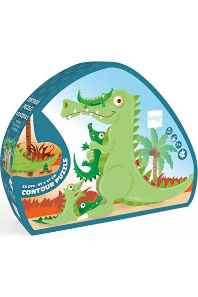 Scratch Europe Puzzle pentru copii cu contur Crocodil 36 piese