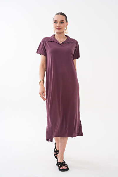 Mega Life Short Sleeve Pique Modal Dress with Collar