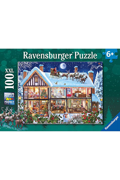 RAVENSBURGER Puzzle pentru copii Crăciun acasă, pentru 6+ ani, 100 piese