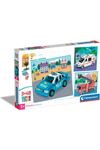 CLEMENTONI Puzzle pentru copii Vehicule de salvare super colorate 3x48 piese