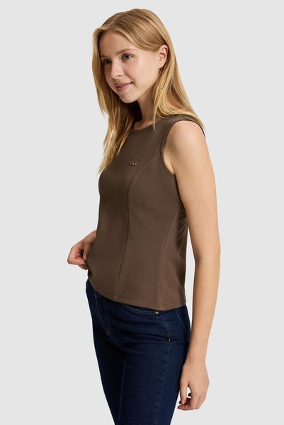 U.S. Polo Assn. Tricou maro cu guler rotund pentru femei 50323466-VR029