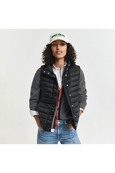 Gant Kadın Siyah Regular Fit Dik Yaka Kaz Tüyü Yelek