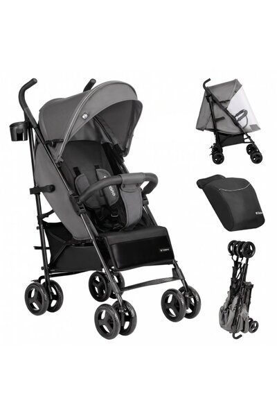 Tulano Carucior sport compact Davos 35 Grey/Black, roti din PU cu suspensii,c...
