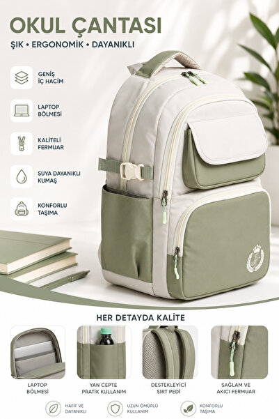 MİECZ BAGS Su Geçirmez Kumaş Ön Kapak Ve Gizli Göze Sahip Geniş İlkokul&Ortao...