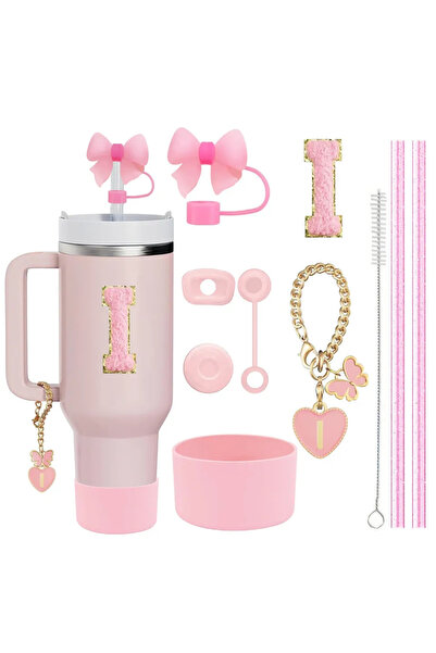 Choice13 I-Letter-Pink-10pcs مجموعة إكسسوارات من 10 قطع لكوب ستانلي، تتضمن 2 ...