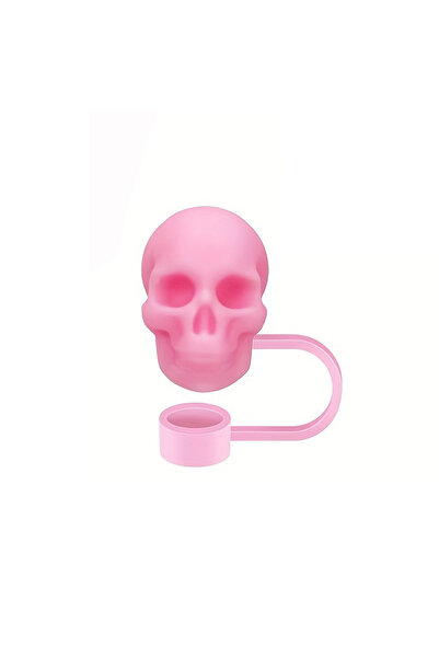 Choice4 1PC Pink Skull Silicone Straw Covers Cap Tumblers Cup Accessories Reu...