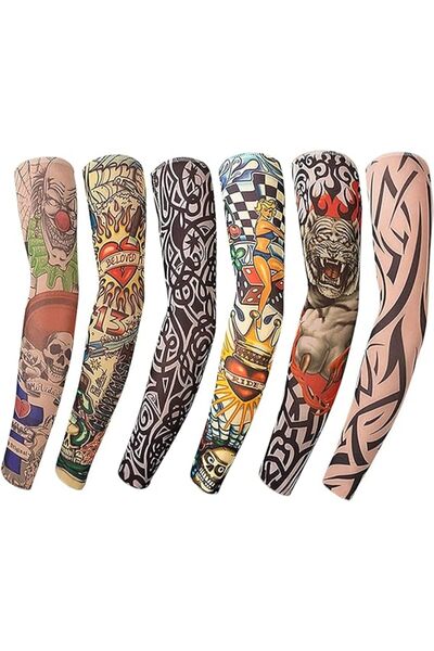choice2 6pcs 8PCS Fake Temporary Full Arm Tattoo Sleeves UV Protection Stretc...